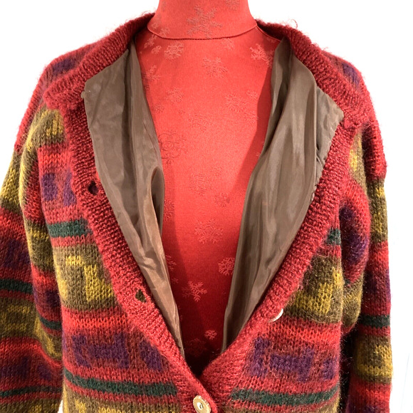 Vintage Eddie Bauer ladies M knit jacket southwestern mohair button front coat - Picture 7 of 9